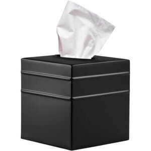 Matte black metal square tissue box cover decorative tissue holder for bathroom